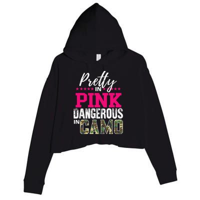 Pretty In Pink Dangerous In Camo Hunting Girl Crop Fleece Hoodie