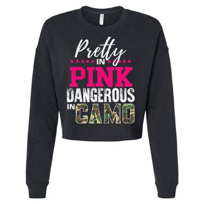 Pretty In Pink Dangerous In Camo Hunting Girl Cropped Pullover Crew