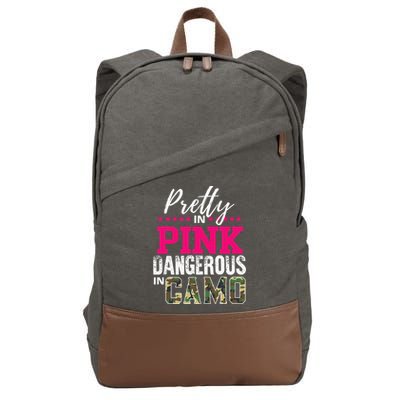 Pretty In Pink Dangerous In Camo Hunting Girl Cotton Canvas Backpack