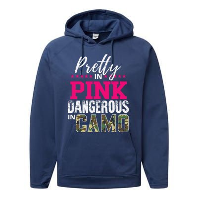 Pretty In Pink Dangerous In Camo Hunting Girl Performance Fleece Hoodie