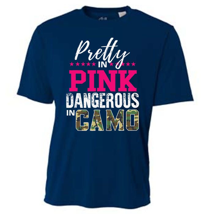 Pretty In Pink Dangerous In Camo Hunting Girl Cooling Performance Crew T-Shirt