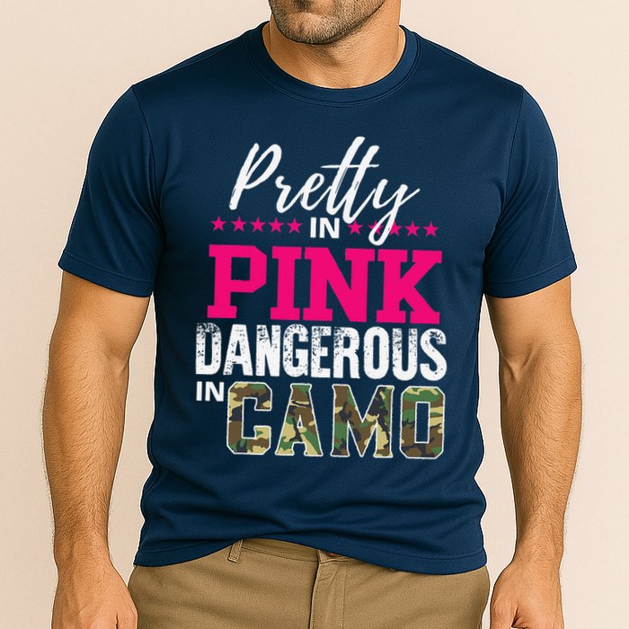 Pretty In Pink Dangerous In Camo Hunting Girl Cooling Performance Crew T-Shirt