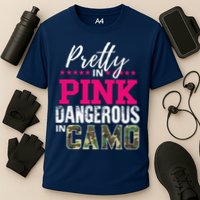 Pretty In Pink Dangerous In Camo Hunting Girl Cooling Performance Crew T-Shirt
