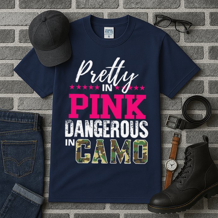 Pretty In Pink Dangerous In Camo Hunting Girl Tall T-Shirt