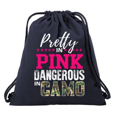 Pretty In Pink Dangerous In Camo Hunting Girl Drawstring Bag