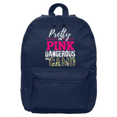 Pretty In Pink Dangerous In Camo Hunting Girl 16 in Basic Backpack