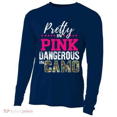 Pretty In Pink Dangerous In Camo Hunting Girl Cooling Performance Long Sleeve Crew