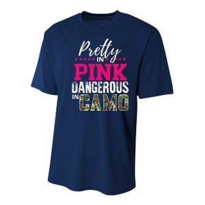 Pretty In Pink Dangerous In Camo Hunting Girl Youth Performance Sprint T-Shirt