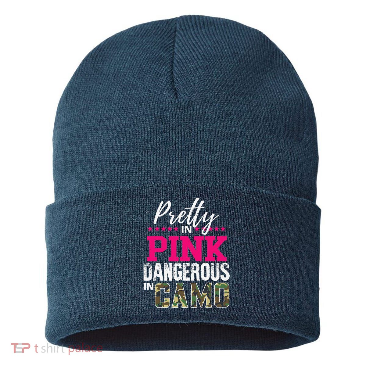 Pretty In Pink Dangerous In Camo Hunting Girl Sustainable Knit Beanie