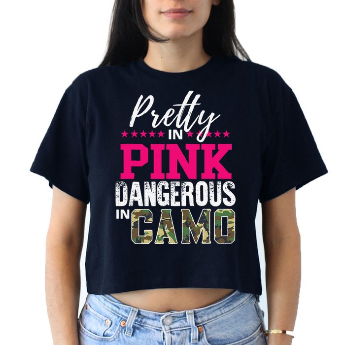 Pretty In Pink Dangerous In Camo Hunting Girl Crop Top