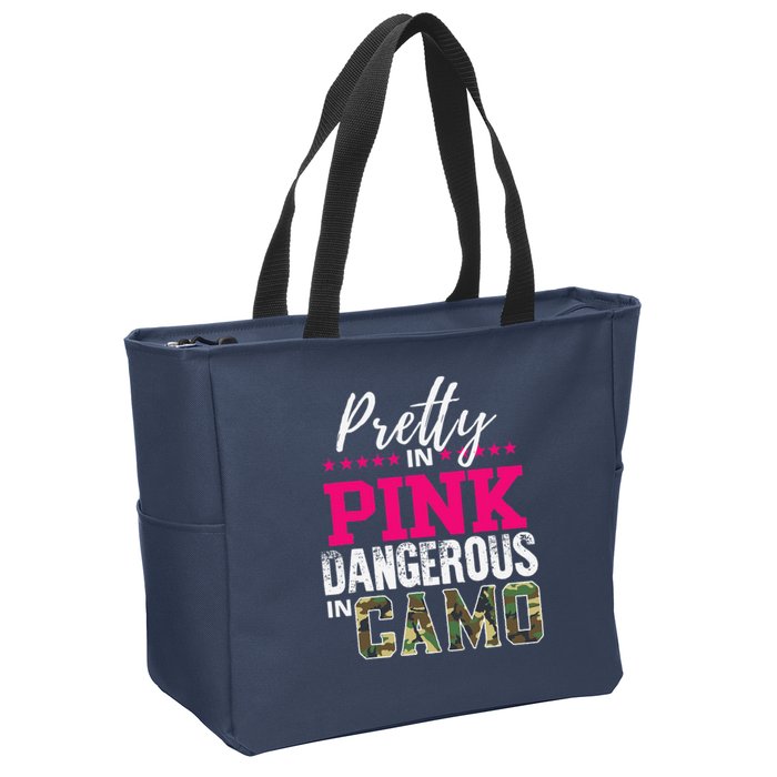 Pretty In Pink Dangerous In Camo Hunting Girl Zip Tote Bag