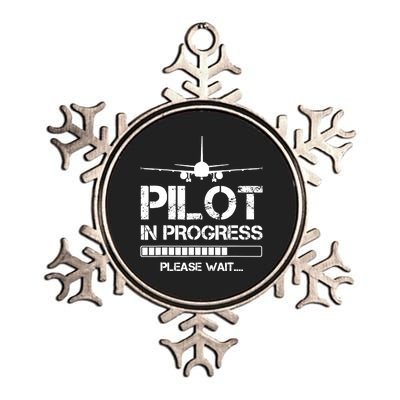 Pilot In Progress Please Wait Funny Pilot School Student Metallic Star Ornament