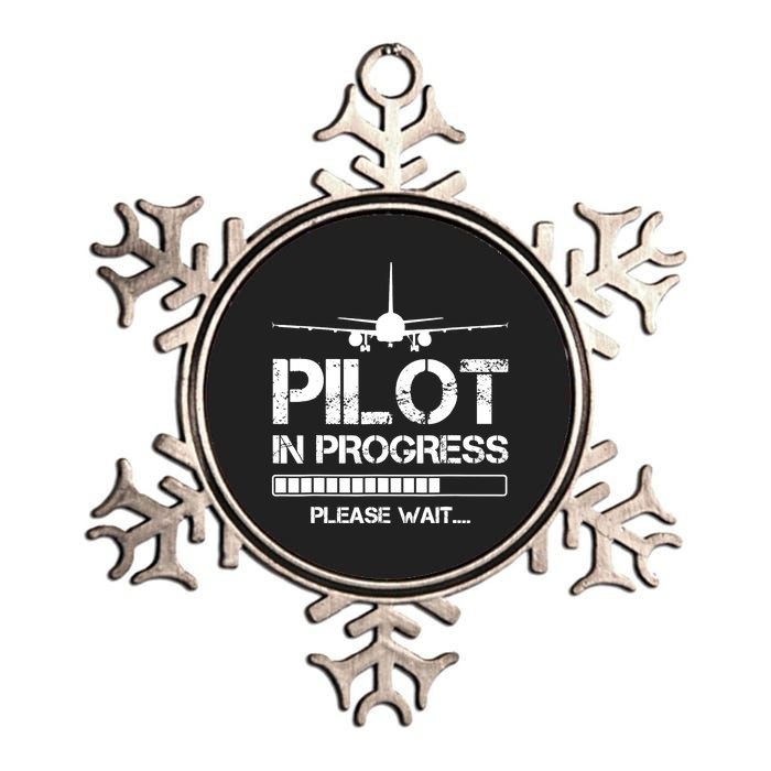 Pilot In Progress Please Wait Funny Pilot School Student Metallic Star Ornament