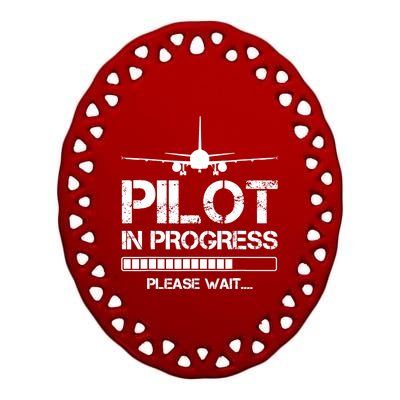 Pilot In Progress Please Wait Funny Pilot School Student Ceramic Oval Ornament