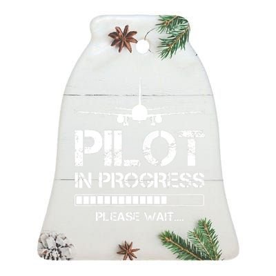 Pilot In Progress Please Wait Funny Pilot School Student Ceramic Bell Ornament