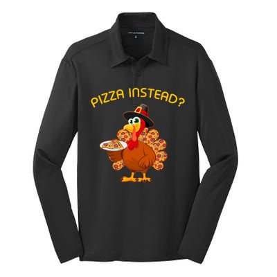 Pizza Instead Pizza Lover Hate Turkey Silk Touch Performance Long Sleeve Polo