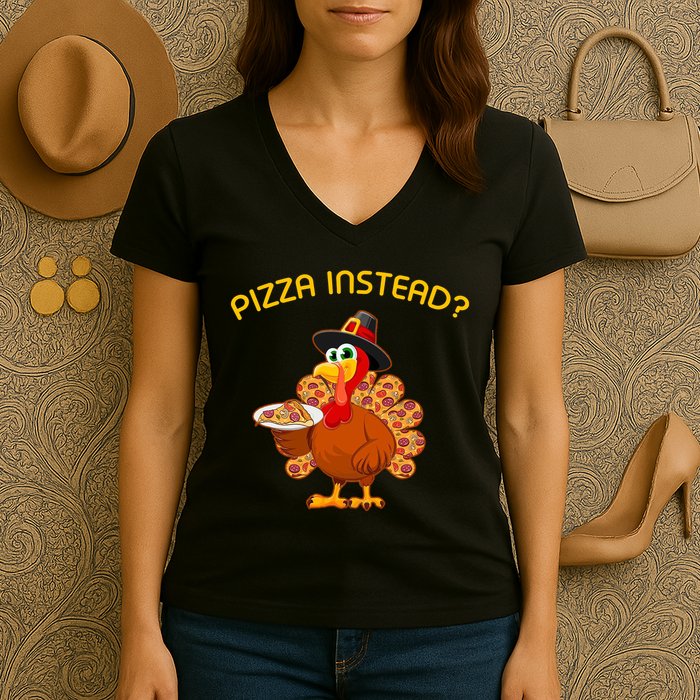 Pizza Instead Pizza Lover Hate Turkey Women's V-Neck T-Shirt
