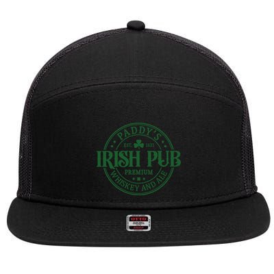 Paddys Irish Pub Vintage St Patricks Day 7 Panel Mesh Trucker Snapback Hat