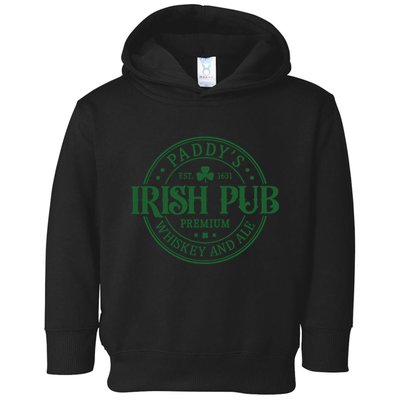 Paddys Irish Pub Vintage St Patricks Day Toddler Hoodie
