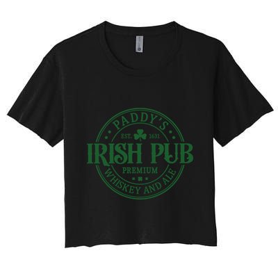 Paddys Irish Pub Vintage St Patricks Day Crop Top