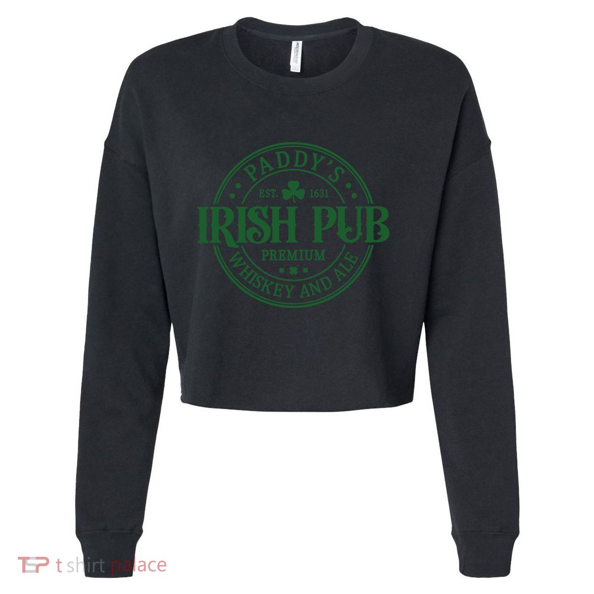 Paddys Irish Pub Vintage St Patricks Day Cropped Pullover Crew