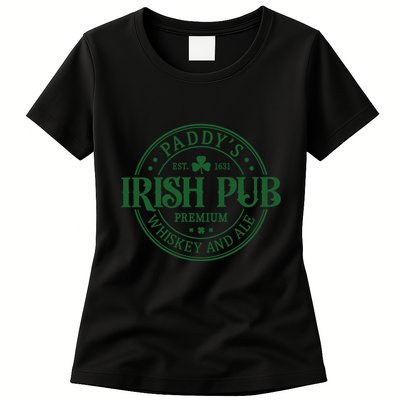Paddys Irish Pub Vintage St Patricks Day Womens T-Shirt