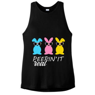 Peepin It Real Easter Bunnies Cool Ladies PosiCharge Tri-Blend Wicking Tank