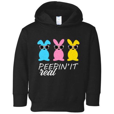 Peepin It Real Easter Bunnies Cool Toddler Hoodie