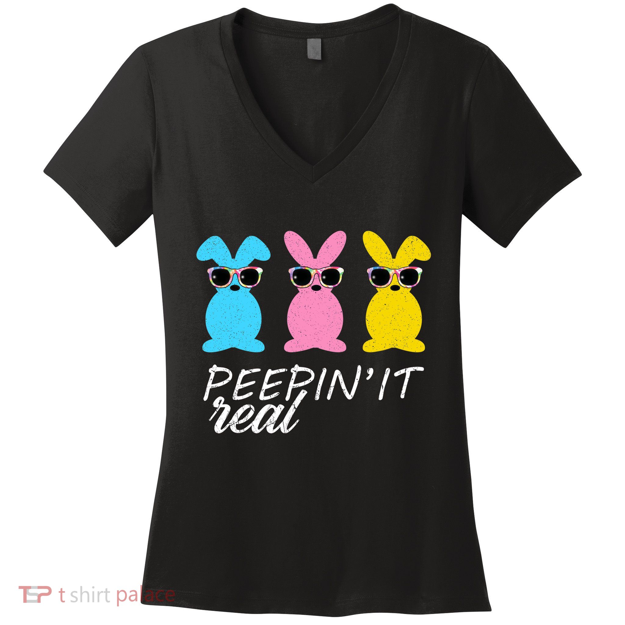 Peepin It Real Easter Bunnies Cool Women's V-Neck T-Shirt