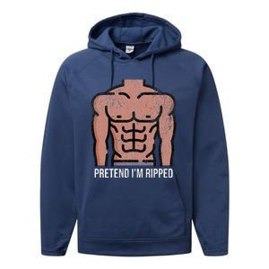 Pretend Im Ripped Halloween Costume Strong Sculpted Physique Performance Fleece Hoodie