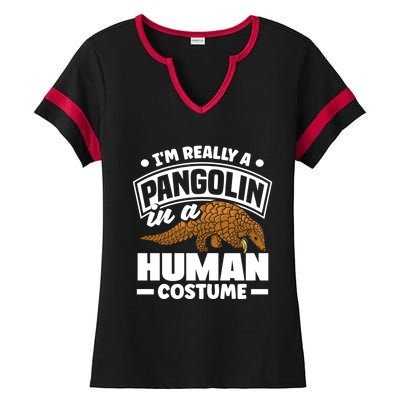 Pangolin Im Really A Pangolin In A Hu Costume Funny Gift Ladies Halftime Notch Neck Tee