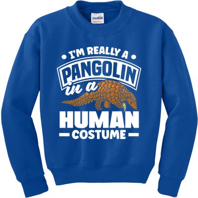 Pangolin Im Really A Pangolin In A Hu Costume Funny Gift Kids Sweatshirt