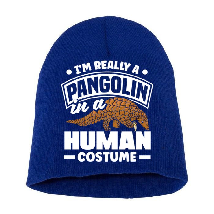 Pangolin Im Really A Pangolin In A Hu Costume Funny Gift Short Acrylic Beanie