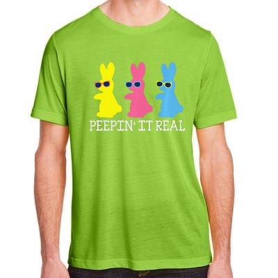 Peepin' It Real Colorful Easter Bunny Cool Gift Adult ChromaSoft Performance T-Shirt