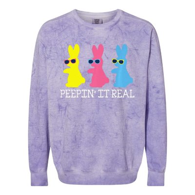 Peepin' It Real Colorful Easter Bunny Cool Gift Colorblast Crewneck Sweatshirt