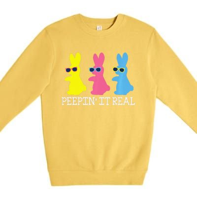 Peepin' It Real Colorful Easter Bunny Cool Gift Premium Crewneck Sweatshirt