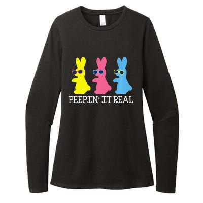 Peepin' It Real Colorful Easter Bunny Cool Gift Womens CVC Long Sleeve Shirt