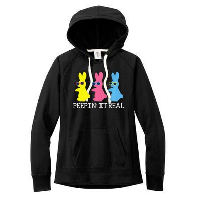 Peepin' It Real Colorful Easter Bunny Cool Gift Women's Fleece Hoodie