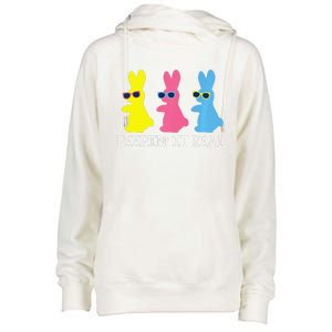 Peepin' It Real Colorful Easter Bunny Cool Gift Womens Funnel Neck Pullover Hood