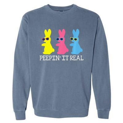 Peepin' It Real Colorful Easter Bunny Cool Gift Garment-Dyed Sweatshirt