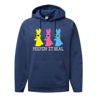 Peepin' It Real Colorful Easter Bunny Cool Gift Performance Fleece Hoodie