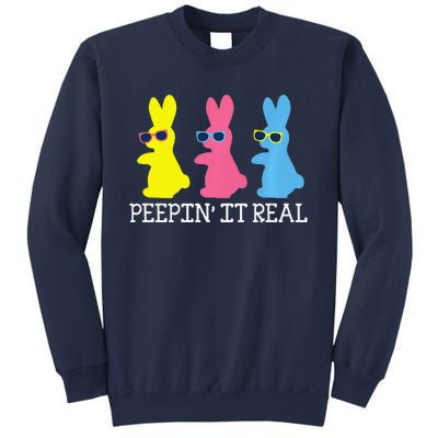 Peepin' It Real Colorful Easter Bunny Cool Gift Sweatshirt