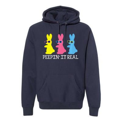 Peepin' It Real Colorful Easter Bunny Cool Gift Premium Hoodie