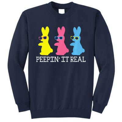 Peepin' It Real Colorful Easter Bunny Cool Gift Tall Sweatshirt