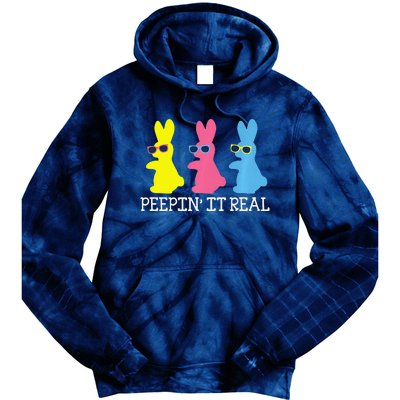 Peepin' It Real Colorful Easter Bunny Cool Gift Tie Dye Hoodie