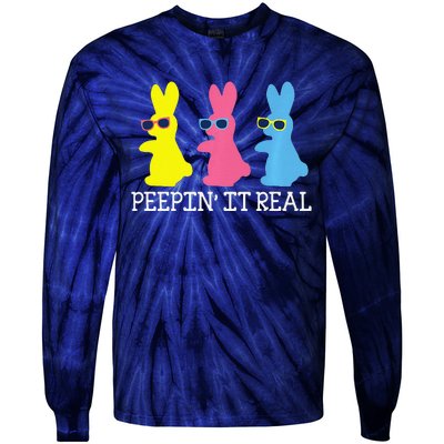 Peepin' It Real Colorful Easter Bunny Cool Gift Tie-Dye Long Sleeve Shirt