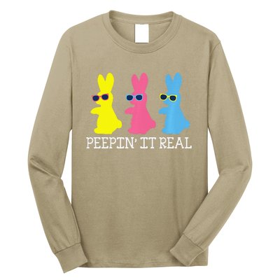 Peepin' It Real Colorful Easter Bunny Cool Gift Long Sleeve Shirt