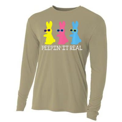 Peepin' It Real Colorful Easter Bunny Cool Gift Cooling Performance Long Sleeve Crew