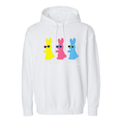 Peepin' It Real Colorful Easter Bunny Cool Gift Garment-Dyed Fleece Hoodie