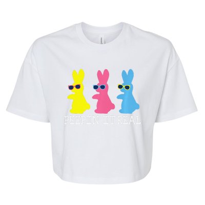 Peepin' It Real Colorful Easter Bunny Cool Gift Bella+Canvas Jersey Crop Tee